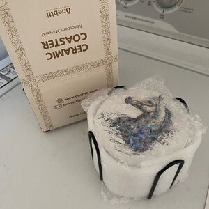 Ceramic Coaster Set with Horse Design